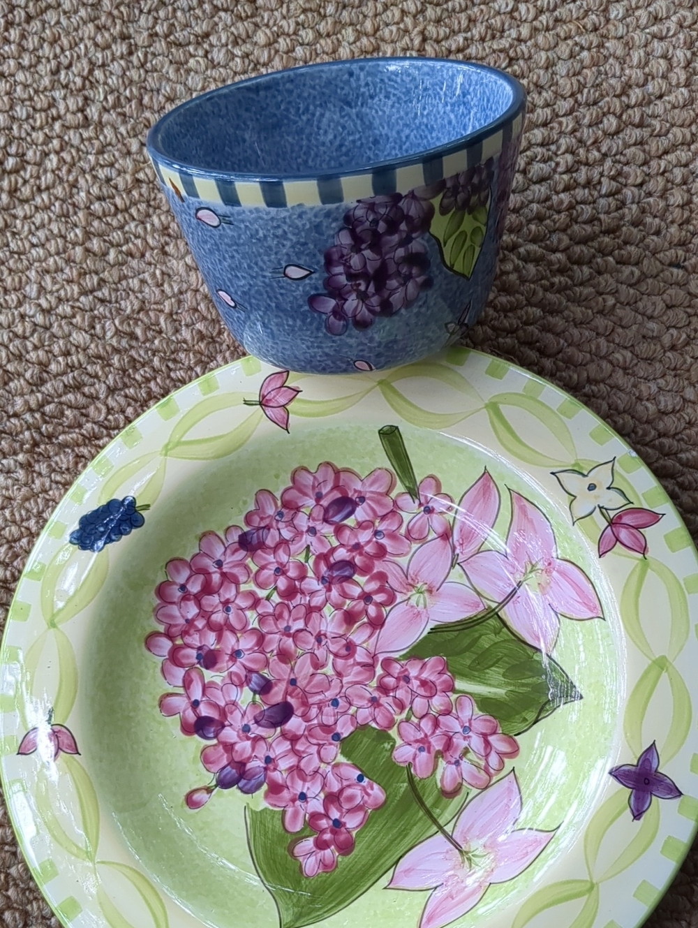 Floral Hydrangea Ceramic Gates Ware Laurie Gates Chip Plate And Dip Bowl